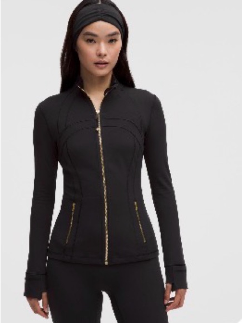 Lululemon NWT Size 8 Black Women's Zip-Up Athletic Jacket with Gold Hardware